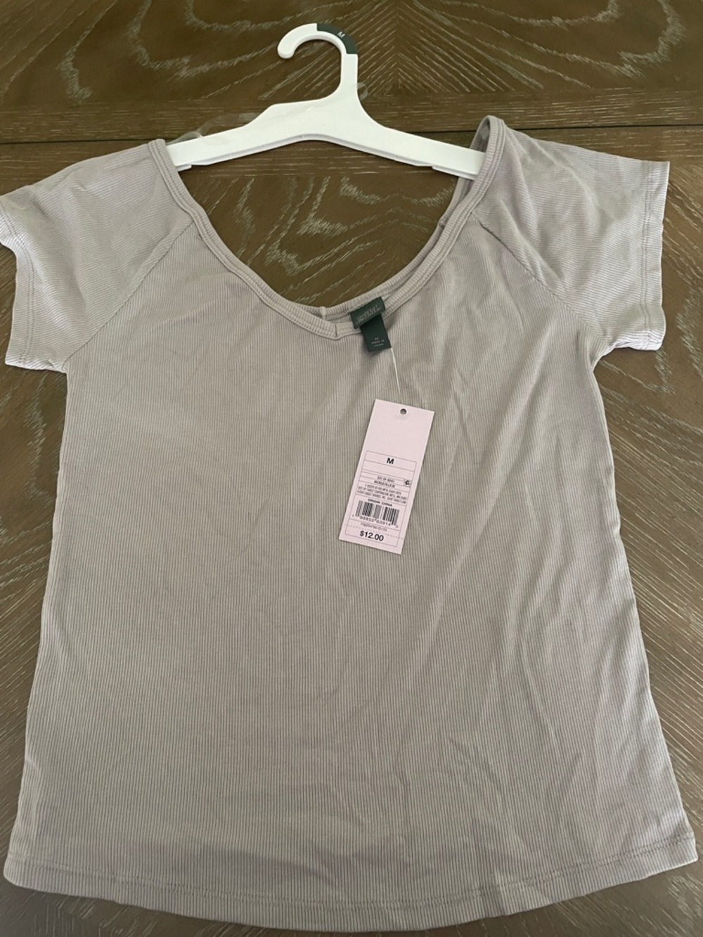 wild fable Women's Scoop Ribbed Tee - Light Taupe